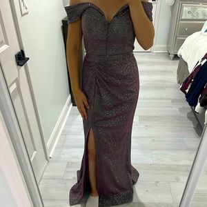 Cinderella Divine Sparkly Purple and Pink Off the Shoulder Dress Size 10